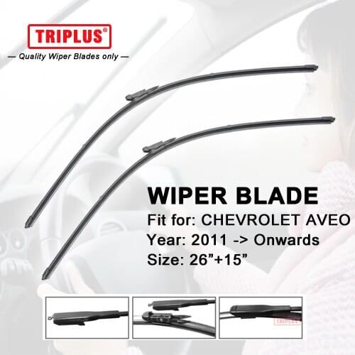 Wiper Blade Fits for Chevrolet Aveo/Sonic (2011-Onwards) 1set 26"+15",Flat Aero Beam Windscreen Frameless Soft Boneless Blades