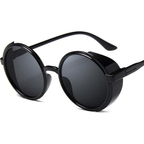 Lady Retro Round Punk pink Lens Sunglasses Men/Women Vintage Luxury Mirror Tinted Color Lens sunglasses