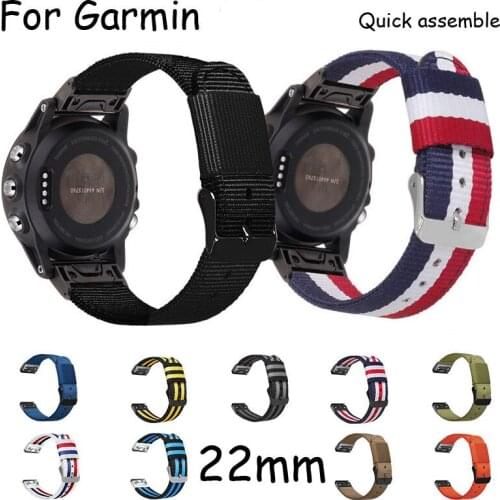 22mm Canvas Replacement Watch Band for Garmin Fenix 6 5 Plus Quatix 5 Sapphire Forerunner945 Watch Strap Nylon Wristband Belt