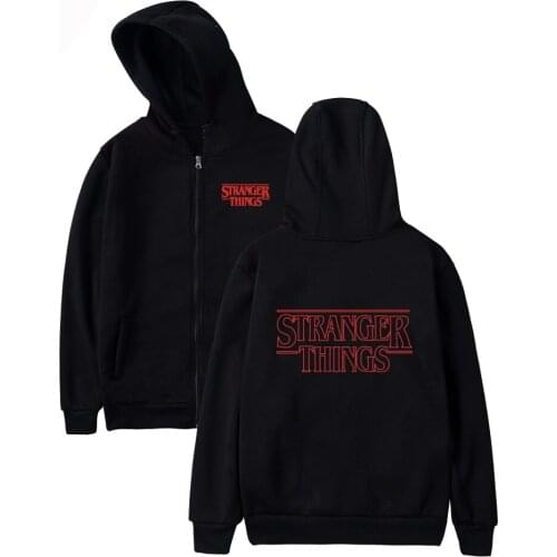 Stranger Things Zipper Hoodies Men/Women Cap Zip Up Sweatshirts High Quality Hip Hop Hoodie Popular Stranger Things Streetwear