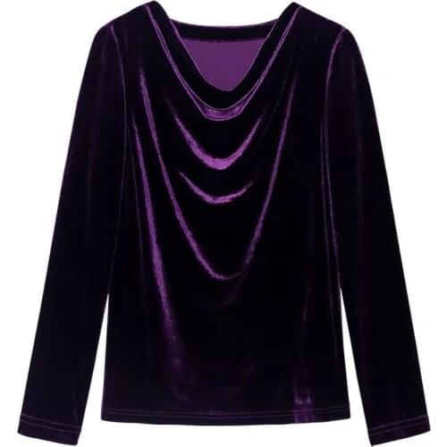 Plus size Korean style women vintage velour shirts M-7XL 8XL Winter and Autumn women tops office lady velvet blusas tops