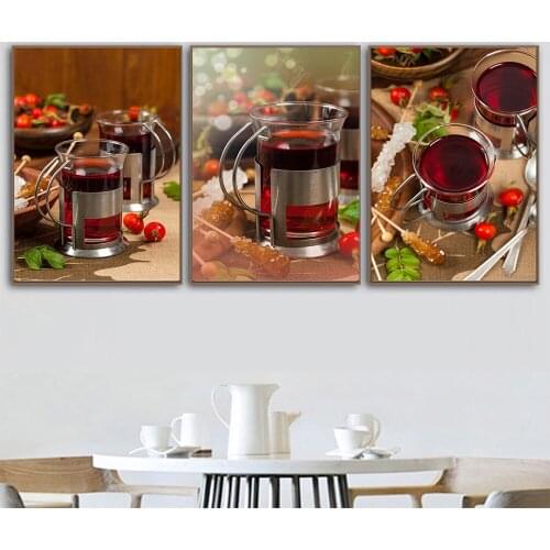 Vitamin Tea with Dogrose and Flower Fragrant Bouquet Wall Art Posters and Prints for Home Kitchen Room Decor HD Canvas Paintings