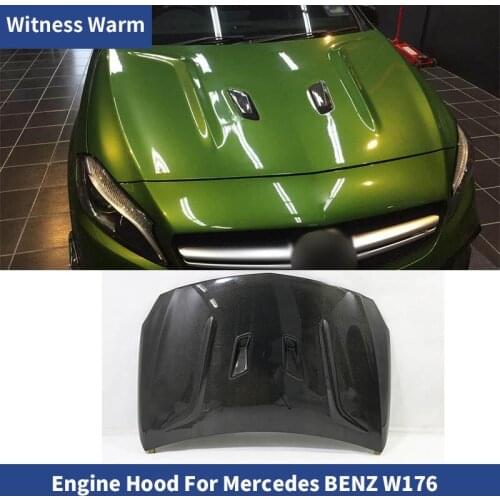 For W176 A45 carbon fiber engine bonnet engine hood with vents for Benz A Class Unpainted FRP engine cover body kit