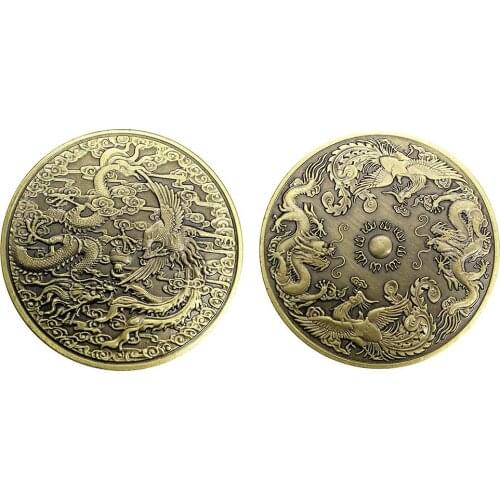 Dragon And Phoenix Chengxiang Commemorative Coins Zodiac Dragon And Phoenix Animal Coins Metal Badge Gift Art Collectible 40mm
