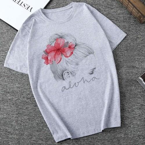 2019 New Summer Womens Harajuku Aesthetic T-shirt Sexy Flower Print Short-sleeved Shirt & Fashion Casual Korean Couple T-shirt
