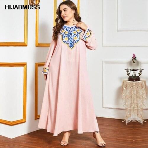 Abaya Woman Summer Plus Size Fashion Spring And Autumn Heavy Industry Lace Womens Long Sleeve Casual Pink Muslims Long Skirt