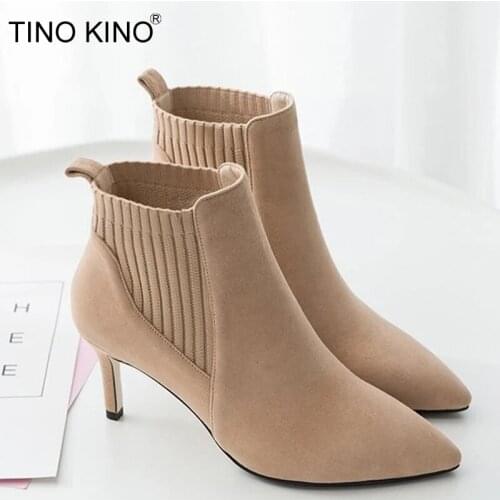 Women Ankle Boots High Heels Pointed Toe Shoes Autumn Winter Female Fashion New Footwear Comfort Ladies Shoe 2021 New