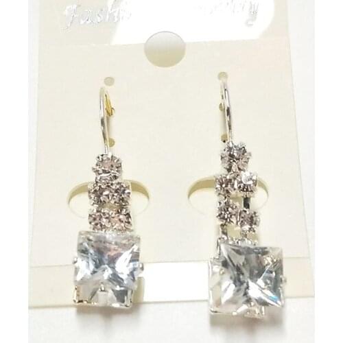 LELX Geometric Square Drop Earrings Bride Shape Crystal Earrings for Women Rhinestone Dangle Earring