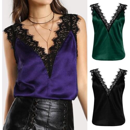 Womens V Neck Lace Vest Lady Summer Sexy Casual Party Holiday Blouse Tops Vest
