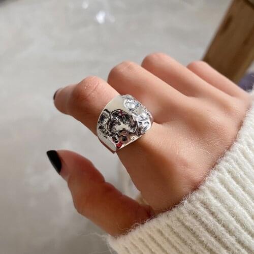 925 Sterling Silver Irregular Rings Gift For Womens Geometric Designer Minimalist Accessories Jewellery 2021 Trend Jewelry