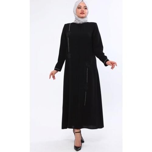MS-0165 Women Long Sleeve Muslim Abaya Dress Medina Silk womens dress Pile Detailed Big Size dress dresses for women skirt