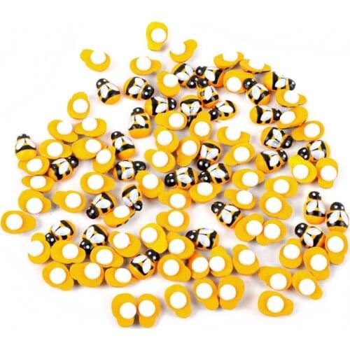 100Pcs Home Decor Mini Bee Wooden Sponge Self-Adhesive Wall Stickers CNIM Hot