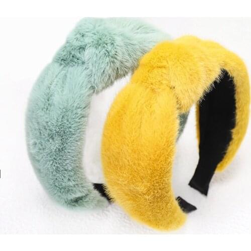 12pcs Women Korean Plush Headband Winter Autumn Hair Accessories Wholesale Top Knotted Hairbands for Girls Headwear