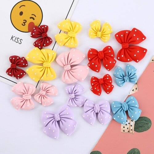 15pcs Resin Mixed Bowknot Dot Crafts Flatback Cabochon Scrapbooking Decorations Fit Hair Clips Phone Embellishments Beads Diy