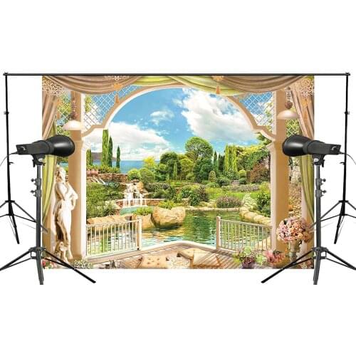 150x210cm Beautiful Clear River Tree Nature Photography Background European Style Bay Window Backdrop Kids Wedding