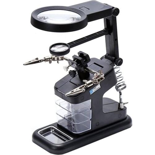 3X 4.5X 25X Welding Magnifier Soldering Iron Stand Welding Tool Magnifying Glass LED Alligator Clip Holder Welding Repair Tool