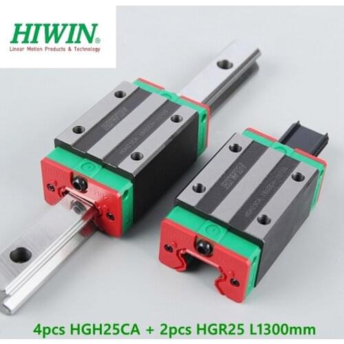 4pcs Original HIWIN HGH25CA linear slide carriage block + 2pcs HGR25 1300mm Linear guide rail