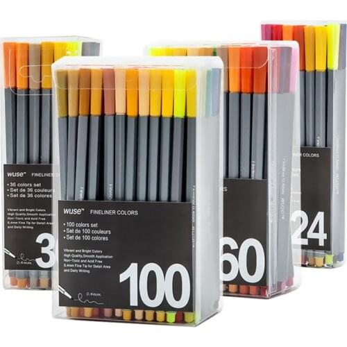 100 Colors Micron Fineliner Watercolor Pen Fine Point 0.4mm Sketch Marker Liner Drawing Bullet Journal Pen School Art Supplies