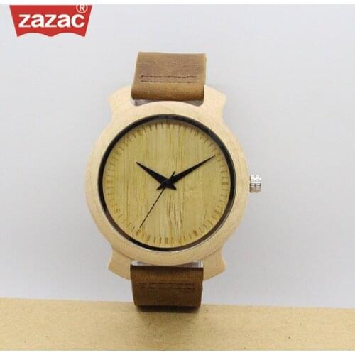 2018 Simple hot sell Mens Bamboo Wooden Quartz Watch with Genuine Leather Strap Men Women Clock Unisex wood watches Relogio