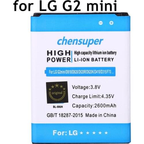 Chensuper 100% New 2600mAh BL-59UH Battery for LG G2 mini D620 D620R D620K D618 D315 F70 D410 L65 D285