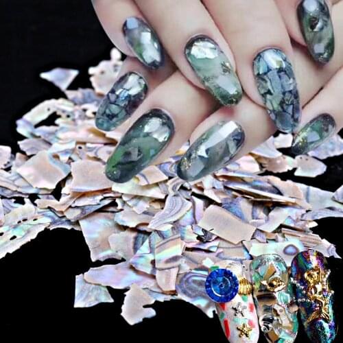 1 Bag Colorful 3D Irregular Abalone Natural Sea Shell Fragments Texture Nail Art Decoration Sequins Decal Slice DIY Tips