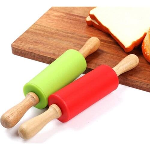 Wooden Silicone Rollers Rolling Pin For Kids Kitchen Cooking Baking Tool For Pasta Cookie Dough Pastry Kitchen Tool 19DEC23