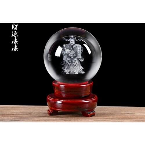 Efficacious HOME shop Mascot- God of wealth Asia Cai Shen Ye Money Drawing FENG SHUI Figurine 3D Crystal sculpture statue