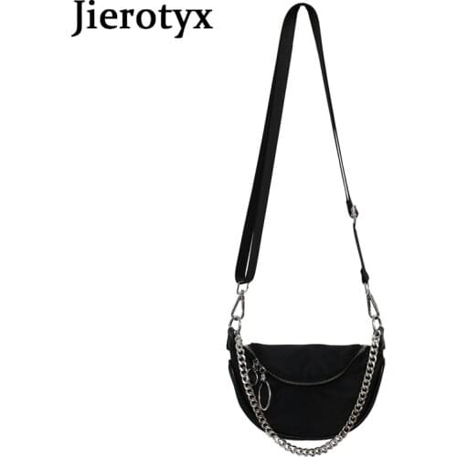 JIEROTYX 2021 Fashion Men And Women Shoulder Bags Zipper Designs With Chains Casual Unisex Handbags Gothic Style Drop Shipping