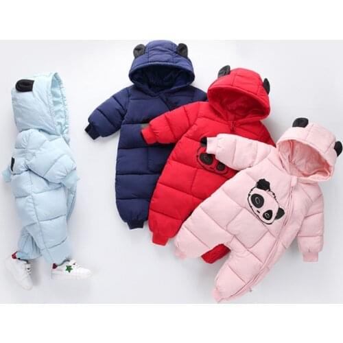 2021 Baby Winter Snowsuit Thicken Baby Boys Clothes Autumn Jumpsuit Newborn Hood Romper Baby Girls Overalls Toddler Coat Outfits