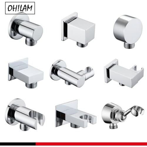 Brass Wall Mounted Hand Shower Holder Shower Bracket Hose Connector G1/2" Wall Elbow Unit Spout Water Inlet Angle Valve Adapter
