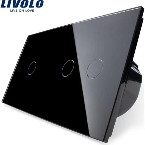 Livolo EU Standard Wall Switch, Luxury Crystal Glass Panel,Touch Switch, Wall Light Switch,VL-C701-12/VL-C702-12
