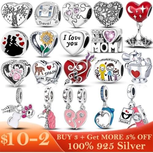 Best Gift 925 Sterling Silver Beads Mum Mom Script Heart Dangle Charm fit Original Pandora Bracelet Jewelry Gift For Mother Mum