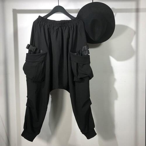 Owen Seak Men Casual Pants High Street Wear Ankle Length Pants Mens Hip Hop Sweatpants Spring Harem Black Pants