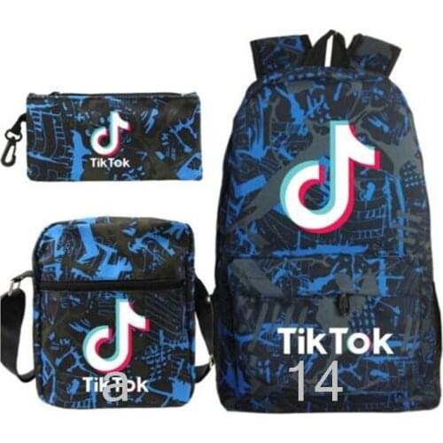 Hot Tik Tok 3pcs Set Backpack Student Cartoon Printed School Bag Bookbag Unisex Casual Travel bags Shoulder Bag Women Mochila