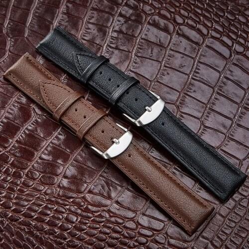 Napa leather Universal Watch Band 12 14 16 18 20 22 24 mm Replacement Watch Straps Genuine Leather Black Brown Women Men Band