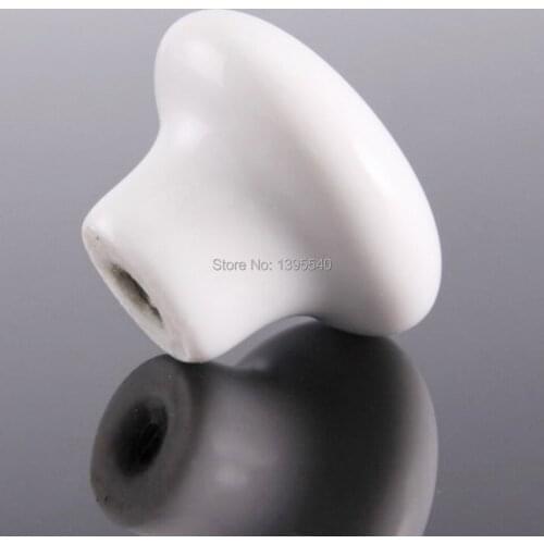New 2pcs Ceramic Cabinet Handle and Knob Wardrobe Handle Bedroom Drawers White Knob Dresser Pull Single Hole