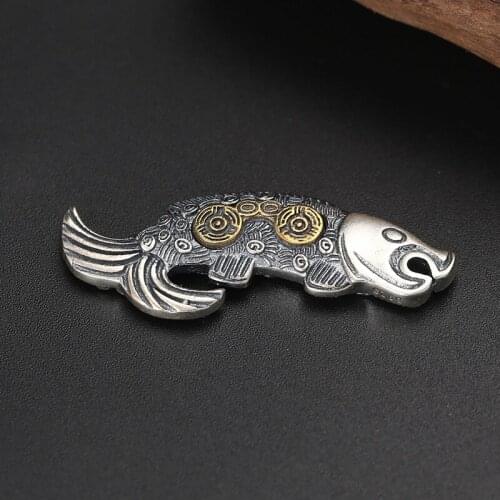 Wholesale S925 Sterling Silver Jewelry Retro Thai Silver Magic Eye Pendants Male And Female Models Small Fish Pendants
