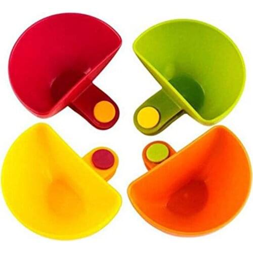 4PCS Plastic Salad Plate With Clip Kitchen Sugar Tomato Sauce Cheese Salt Vinegar Dishes Dip Bowl Tableware Breakfast Pans