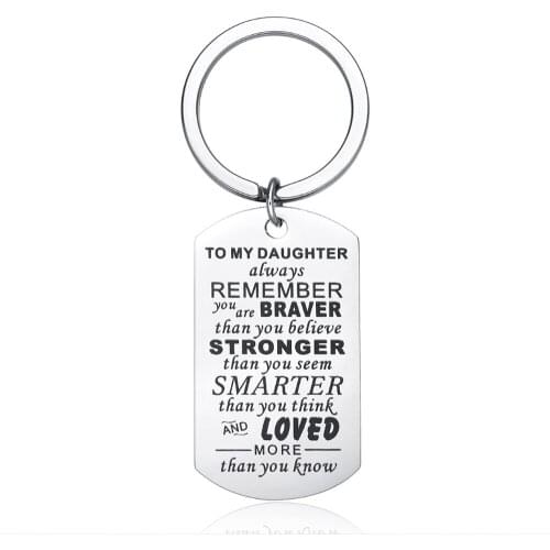 Latest Styles Inspirational Stainless Steel Key Chain Jewelry to my daughter Military Card Key Chain Jewelry For Women G