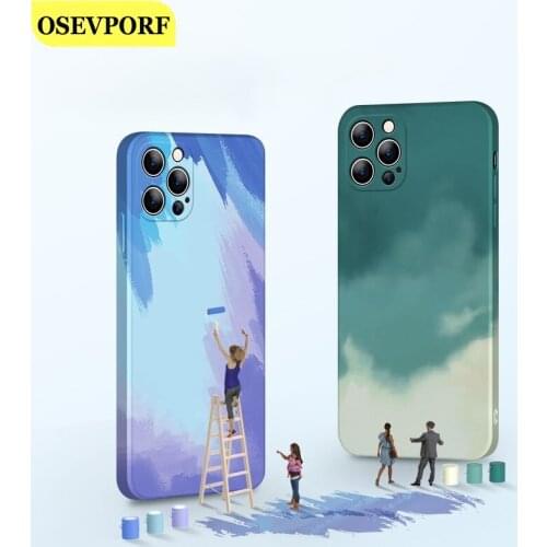 Luxury Watercolor Mobile Phone Case For iPhone 12 Mini 11 Pro Max 8 7 6 6s Plus Back Cover For iPhone X XS Thin TPU Fundas Coque