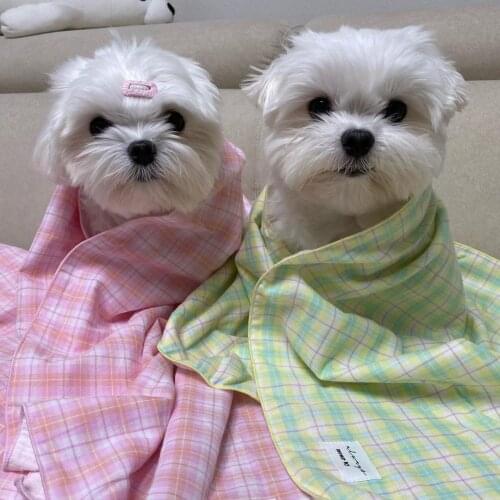 Pink Plaid Cotton Yarn Pet Blankets Air Conditioner Quilt Outdoor Picnic Mat Cute Dog Accessories Comfortable Pet Bath Towel