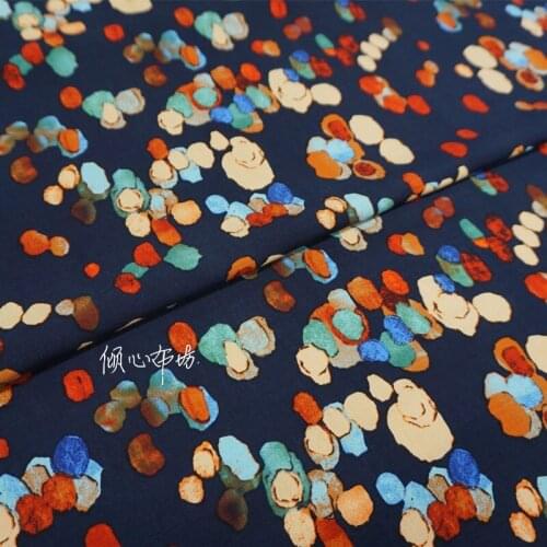 Twill cotton soft dress Dark blue color small spot Satin silk fabric Satin de soie Satén шелк hanfu cloth DIY patchwork bag