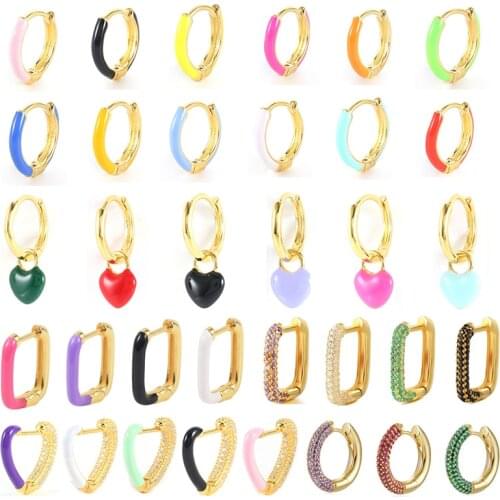 1ps Love Circle Earring 925 Sterling Silver Candy Color Enamel U Shape Hoop Earrings For Girls pendientes plata 925 Jewerly Gift