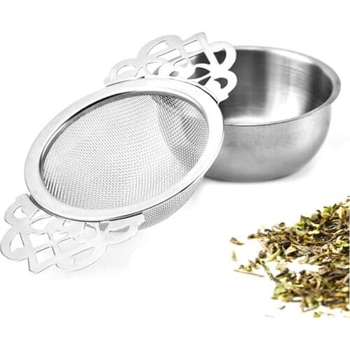 Spice Stainless Steel Tea Strainer With Drip Bowl Easy Clean Loose Leaf Traditional Hanging Herbal Double Ear Infuser Filter
