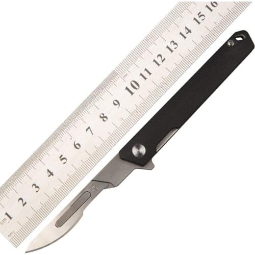 Outdoor Folding Knife With G10 Handle Replaceable Scalpel Blade Portable Express Unpacking Knife