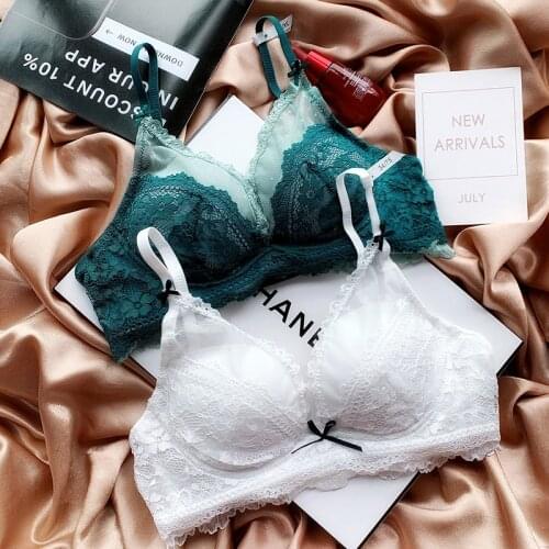 Sexy women 3/4 Cup lingerie Lace Underwear Cotton Push Up Fashion Girls Brassiere Comfortable And Transparent Briefs Sets