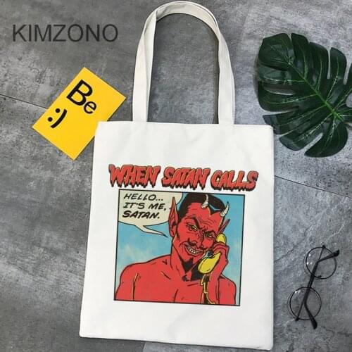 Satan shopping bag tote shopping eco cotton bolsa shopper bag bolsa compra bolsas reutilizables net sac cabas sacolas