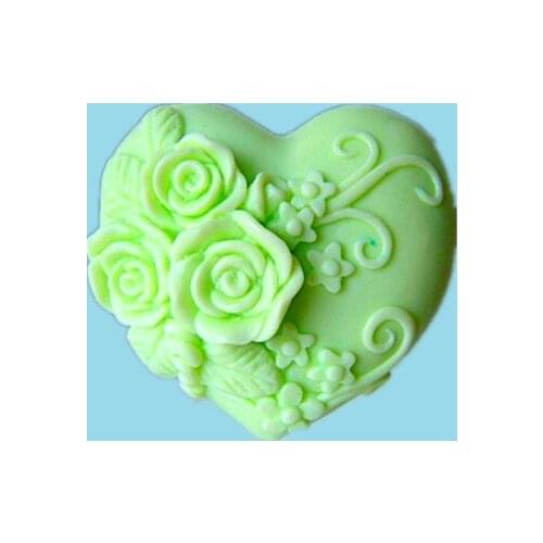 Triple Rose Heart Silicone Soap Mold Soap Mold , Handmade Cake Decoration Fondant Mold Moulds Silicone Rubber PRZY Eco-friendly