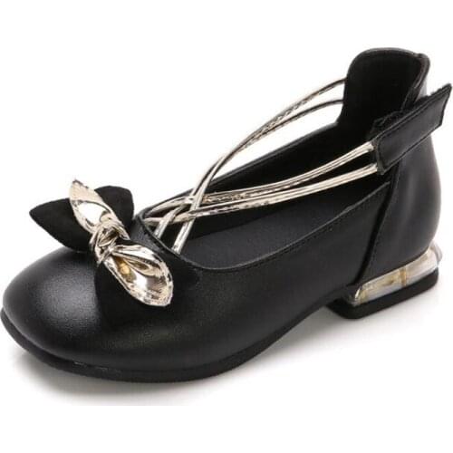 Girls Black High Heels For Kids Princess RED Leather Shoe Footwear Childrens Party Wedding Shoes Round Toe 1-3CM