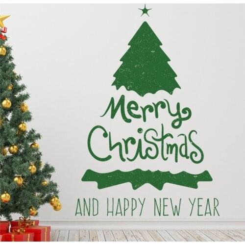 Merry Christmas Tree Decoration wall stickers for Living Room adesivos de paredes home wall decals arts mural New Year poster